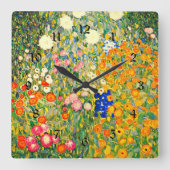 クリムト – フラワーガーデン1907 スクエア壁時計 (正面)