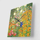 クリムト – フラワーガーデン1907 スクエア壁時計 (傾斜)