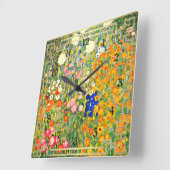 クリムト – 花園、 スクエア壁時計 (傾斜)
