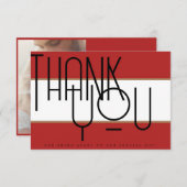クリムンはっきりしたグレッドタイポグラフィフォト結婚ズ サンキューカード (正面/裏面)