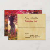 クリムン葉ク秋ウェディング招待状RSVP 招待状 (正面/裏面)
