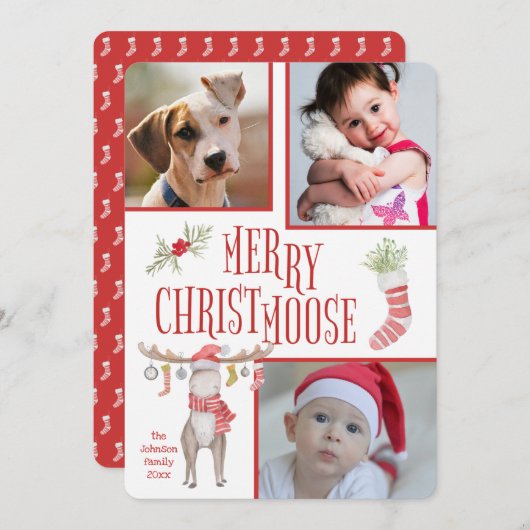 「クリメリースムース」3枚の写真クリスマス カード (正面/裏面)