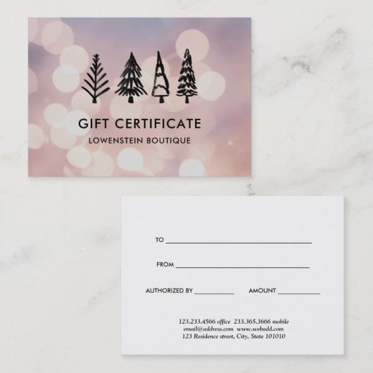 クリモダンスマスツリーバラ《写真》ぼけ味ギフト券 割引カード (正面/裏面)