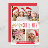 クリモダンスマスレッド&金ゴールドグリーティングカード シーズンカード (正面/裏面)