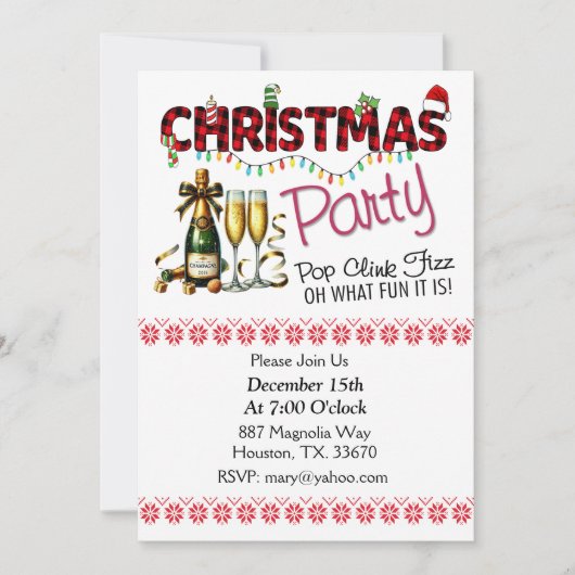 クリンクポップ・アートのフィズクリスマスパーティの招待状 招待状 (正面)