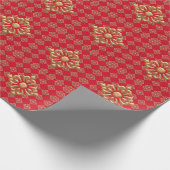 クリンクレッドおよび金ゴールドダイヤモンド ラッピングペーパー (角)