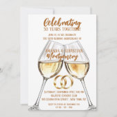 クリンク眼鏡2杯50結婚周年 招待状 (正面)