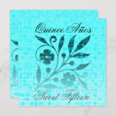 クリンスアニョススイートフィフティーン招待状ブルーフラワー 招待状 (正面/裏面)