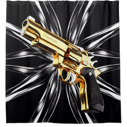 クリントイーストウッドガンアクションシャワー遊おもしろい シャワーカーテン (正面)