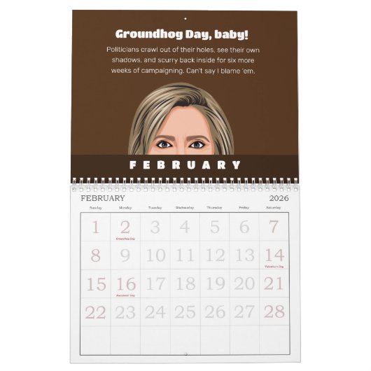 クリントンの政治ユーモアのカレンダー カレンダー (2月 2026)