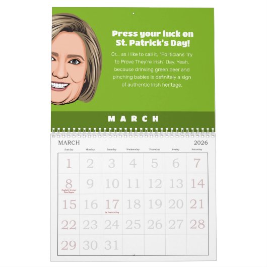 クリントンの政治ユーモアのカレンダー カレンダー (3月 2026)