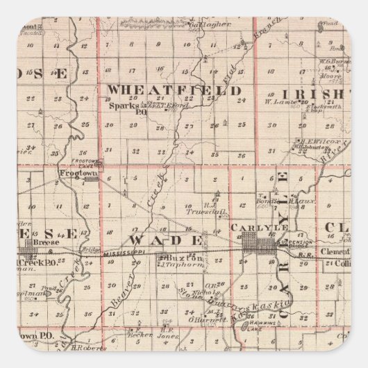 クリントン県の地図 スクエアシール (正面)