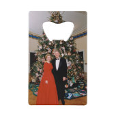 クリントン米大統領とヒラリー米大統領のクリスマス クレジットカード栓抜き (正面)