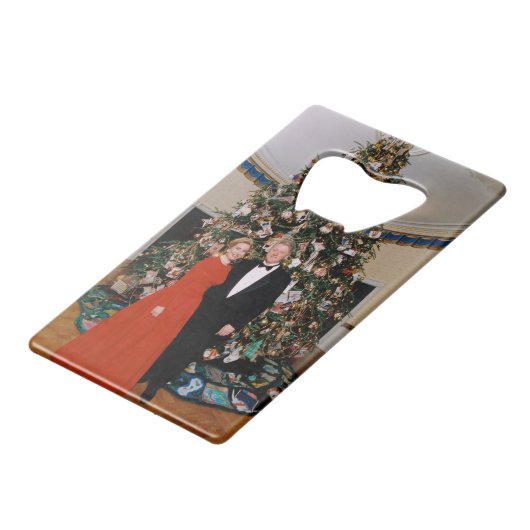 クリントン米大統領とヒラリー米大統領のクリスマス クレジットカード栓抜き (裏面アングル)