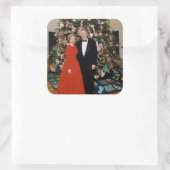 クリントン米大統領とヒラリー米大統領のクリスマス スクエアシール (バッグ)