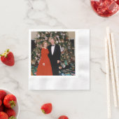 クリントン米大統領とヒラリー米大統領のクリスマス 縁ありカクテルナプキン (インサイチュ)