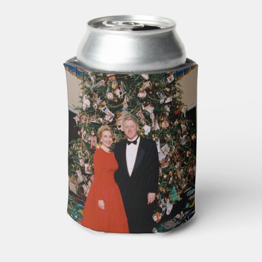 クリントン米大統領とヒラリー米大統領のクリスマス 缶クーラー (缶裏面)