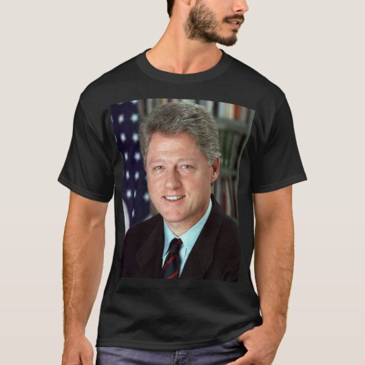 クリントン米大統領の公式ポートレート ユニセックス Tシャツ (正面)