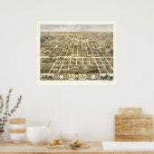 クリントン, ILパノラママップ – 1869 ポスター (キッチン)