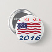 クリントンKaine振る旗 缶バッジ (正面&裏面)
