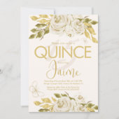 クリンモノグラムのアイボリーバラピンク花模様 招待状 (正面)