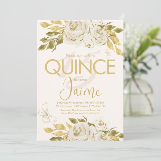 クリンモノグラムのアイボリーバラピンク花模様 招待状 (スタンド正面)