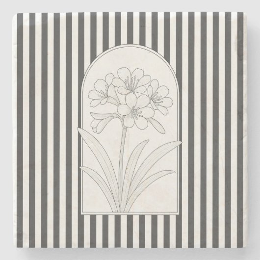 クリヴィアエレガントフラワーボタニカルストーンコースター ストーンコースター (正面)