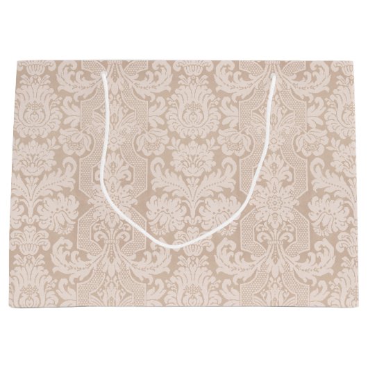 クリーエレガントビクトリアンム華美ダマスク ラージペーパーバッグ (正面)