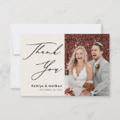 クリーエレガントプモダント写真シンプルの結婚 サンキューカード (正面)