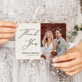 クリーエレガントプモダント写真シンプルの結婚 サンキューカード