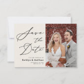 クリーエレガントプモダント写真シンプルの結婚 セーブザデート (正面)