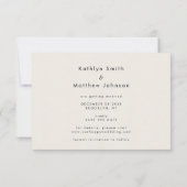 クリーエレガントプモダント写真シンプルの結婚 セーブザデート (裏面)