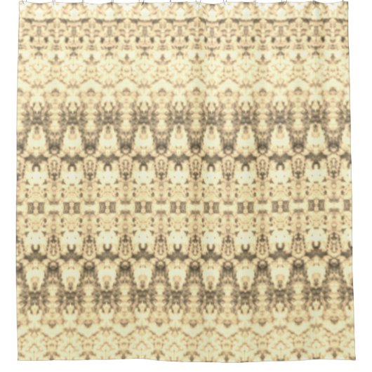 クリーエレガントムとブラウンパターン（の模様が）ある シャワーカーテン (正面)