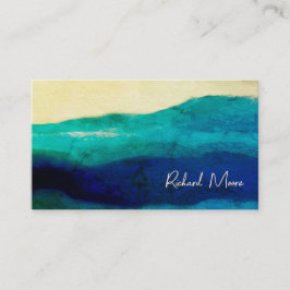 クリーエレガントムとブルーのグランジシグネチャー抽象芸術b 名刺