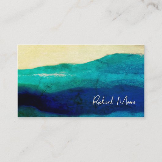 クリーエレガントムとブルーのグランジシグネチャー抽象芸術b 名刺 (正面)