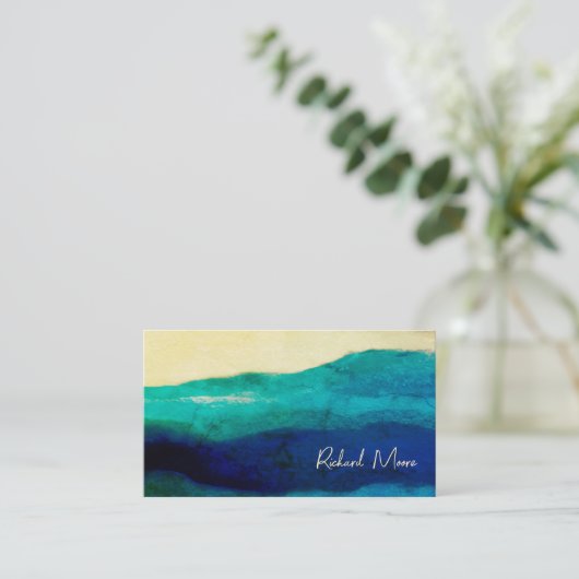 クリーエレガントムとブルーのグランジシグネチャー抽象芸術b 名刺 (スタンド正面)