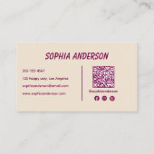 クリーエレガントムと紫市松模様に- Qrコード 名刺 (裏面)