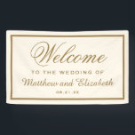 クリーエレガントムと金ゴールドの結婚歓迎 横断幕<br><div class="desc">このクリーム結婚のバナーでお客エレガント様を結婚招待状。背カスタマイズ色とお気に入りの文字。</div>