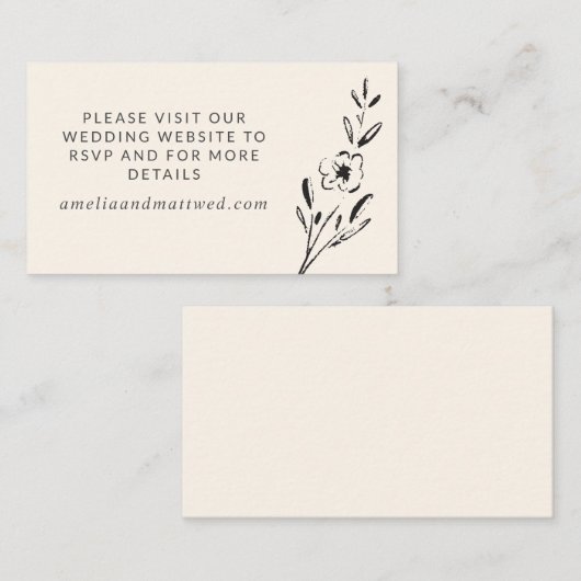 クリーエレガントムのミニマルフローラ結婚スケッチ エンクロージャーカード (正面/裏面)