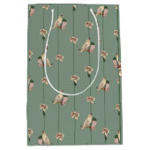 クリーエレガントムの鳥と花が咲く植物学 ミディアムペーパーバッグ (正面)