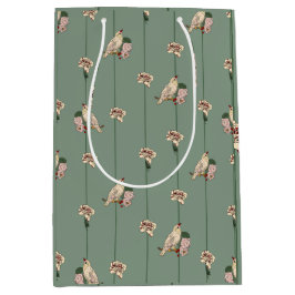 クリーエレガントムの鳥と花が咲く植物学 ミディアムペーパーバッグ