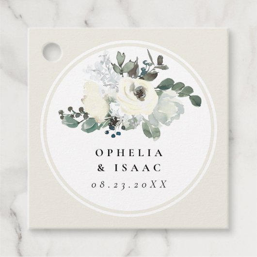 クリーエレガントムアイボリー水彩フローラ フェイバータグ (正面)