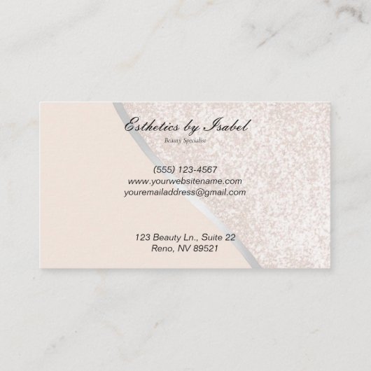 クリーエレガントムスパークルエステティシャン名刺 名刺 (裏面)