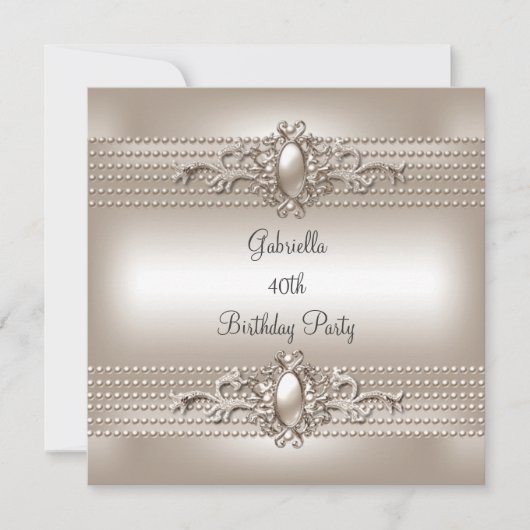 クリーエレガントムパール40th誕生日パーティー 招待状 (正面)