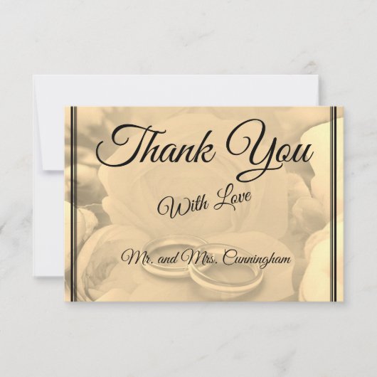 クリーエレガントムフローラとリングや輪ありがとうポストカード 招待状 (正面)