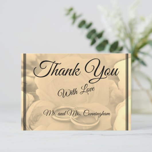 クリーエレガントムフローラとリングや輪ありがとうポストカード 招待状 (スタンド正面)