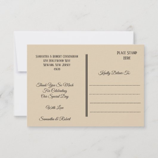 クリーエレガントムフローラとリングや輪ありがとうポストカード 招待状 (裏面)