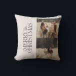 クリーエレガントムブラックのモダンミニマル写真 クッション<br><div class="desc">数々の写真エレガントクリーミニマルムとブラックウォーター色の植物性タイポグラフィメリークリスマスの休日の装飾の枕。</div>