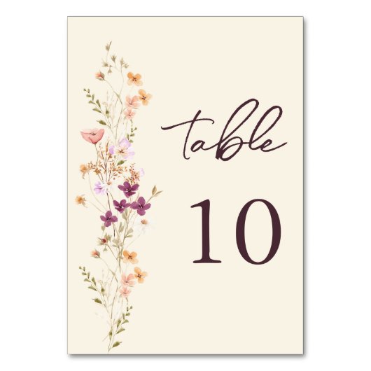 クリーエレガントムボホワイルドフラワー結婚のテーブル番号 テーブルナンバー (正面)