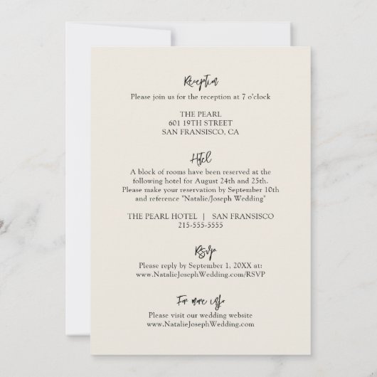 クリーエレガントムミニマル・ボホを全て自分の中に結婚入れる 招待状 (裏面)